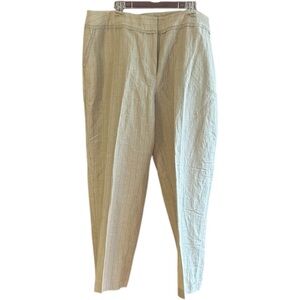 NWT ALine Woman tan linen cotton pinstripe pants pockets wide legs Sz 22W